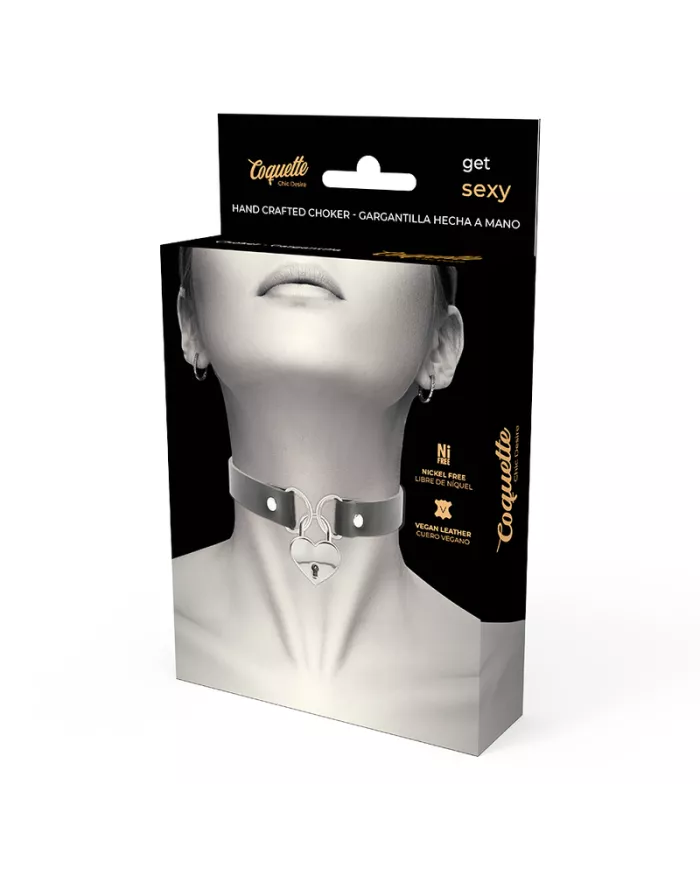 COQUETTE CHIC DESIRE - COLLIER EN CUIR VEGAN AVEC ACCESSOIRE COEUR AVEC CL? COQUETTE CHIC DESIRE - COLLIER EN CUIR VEGAN AVEC ACCESSOIRE COEUR AVEC CL?
