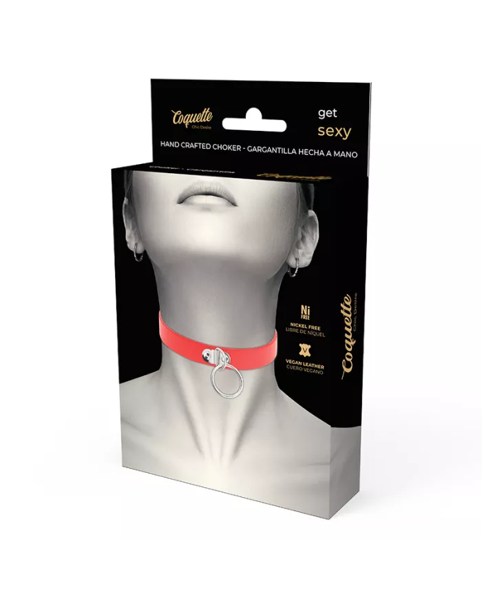 COQUETTE CHIC DESIRE - COLLIER CUIR VEGAN ROUGE FEMME ACCESSOIRE FÉTICHE COQUETTE CHIC DESIRE - COLLIER CUIR VEGAN ROUGE FEMME ACCESSOIRE FÉTICHE