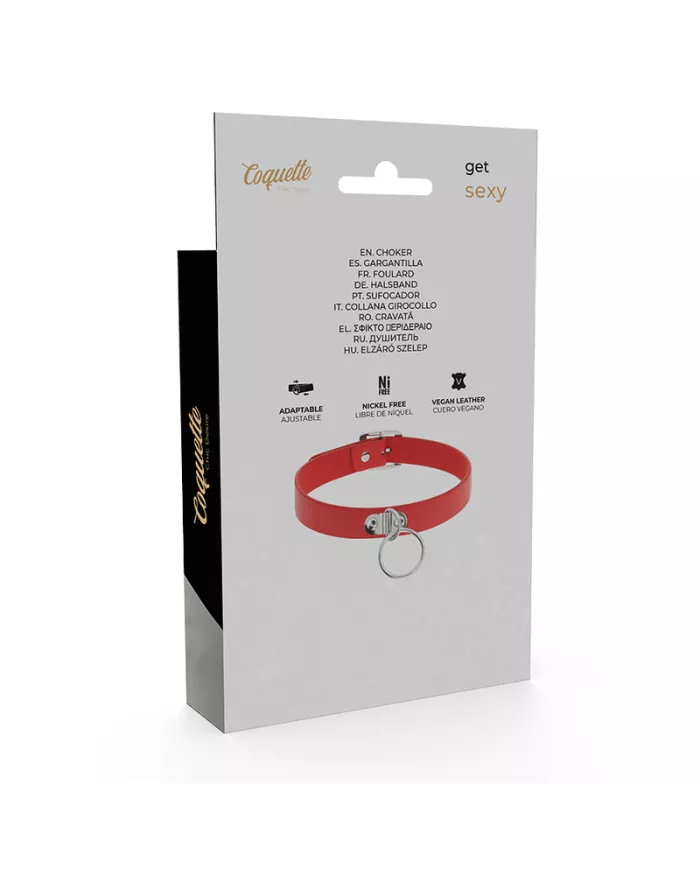 COQUETTE CHIC DESIRE - COLLIER CUIR VEGAN ROUGE FEMME ACCESSOIRE FÉTICHE COQUETTE CHIC DESIRE - COLLIER CUIR VEGAN ROUGE FEMME ACCESSOIRE FÉTICHE