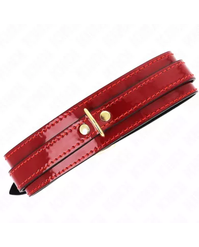 KINK - COLLIER AJUSTABLE ROUGE VIN AVEC DÉTAILS DORÉS 29-42,5 CM X 4 CM KINK - COLLIER AJUSTABLE ROUGE VIN AVEC DÉTAILS DORÉS 29-42,5 CM X 4 CM