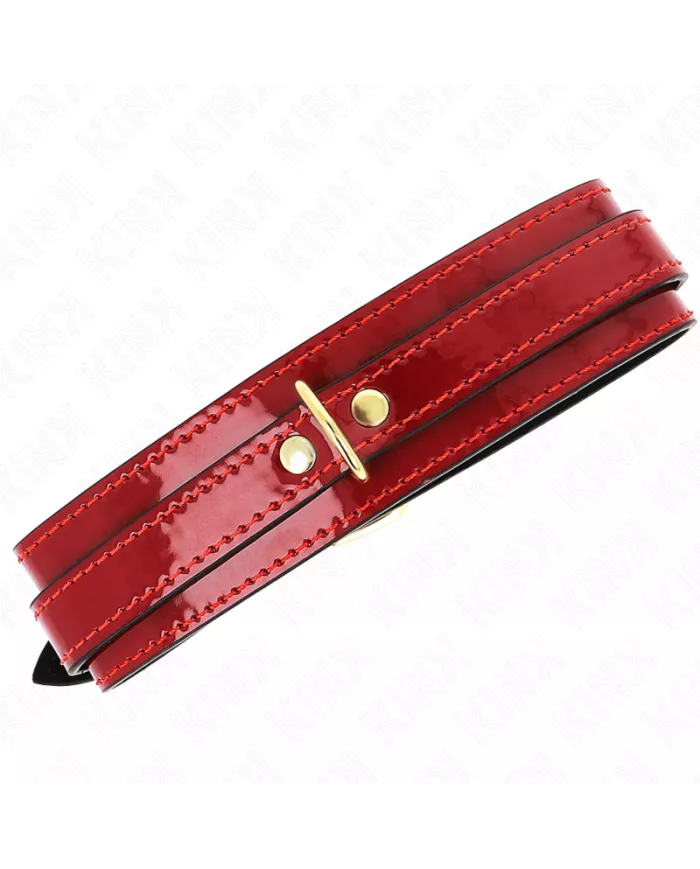 KINK - COLLIER AJUSTABLE ROUGE VIN AVEC DÉTAILS DORÉS 29-42,5 CM X 4 CM