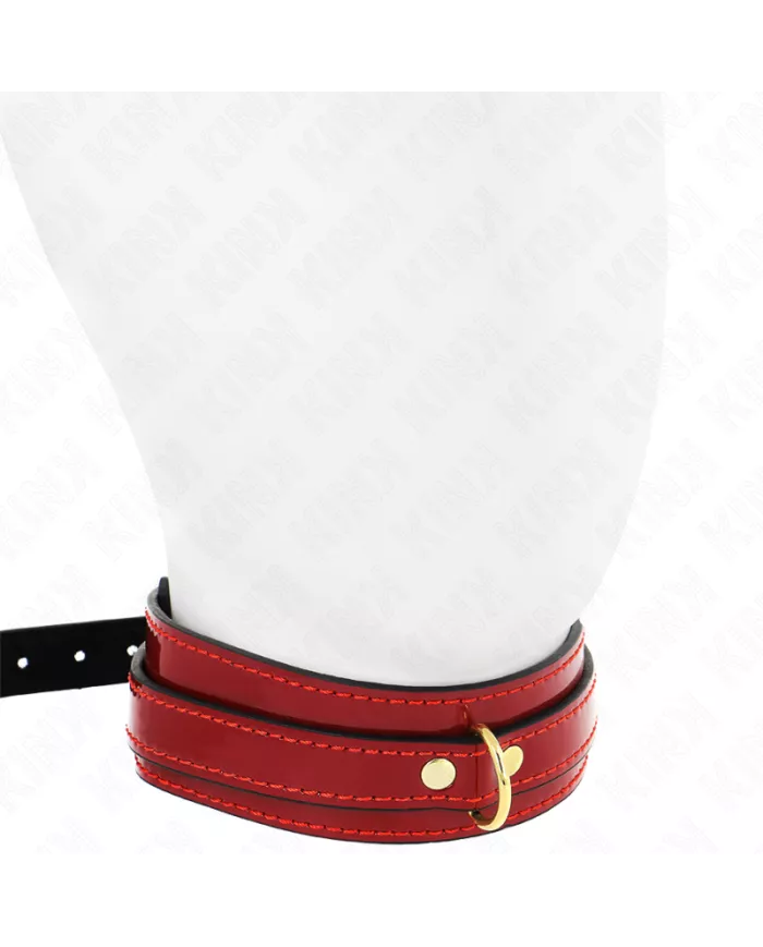KINK - COLLIER AJUSTABLE ROUGE VIN AVEC DÉTAILS DORÉS 29-42,5 CM X 4 CM