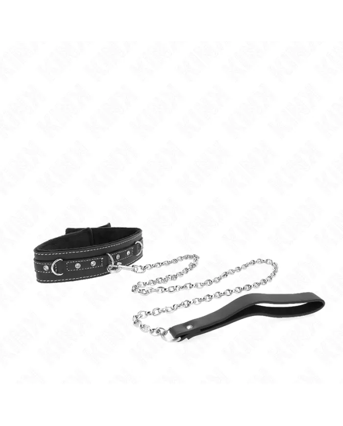 KINK - COLLIER EN CUIR PVC AVEC CEINTURE 105 CM RIVET STRASS 41,5 X 4 CM