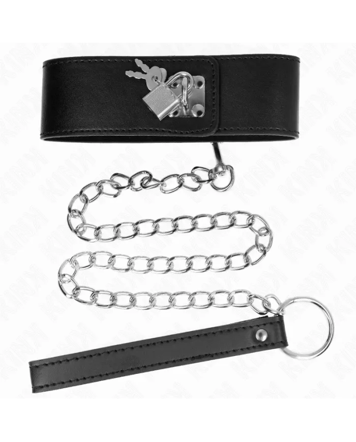 KINK - COLLIER AVEC CEINTURE 65 CM AVEC LARGE BRACELET NOIR AJUSTABLE 33,5-41 CM X 5 CM
