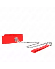 KINK - COLLIER AVEC CEINTURE 65 CM AVEC LARGE BRACELET ROUGE AJUSTABLE 33,5-41 CM X 5 CM KINK - COLLIER AVEC CEINTURE 65 CM AVEC LARGE BRACELET ROUGE AJUSTABLE 33,5-41 CM X 5 CM