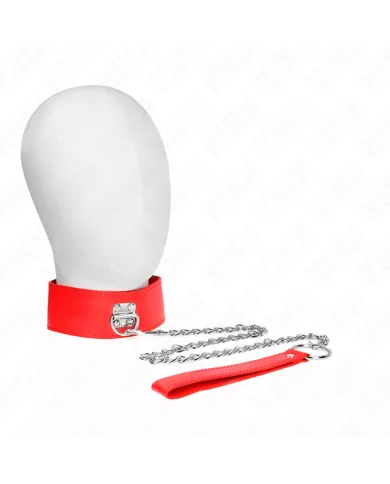 KINK - COLLIER AVEC CEINTURE 65 CM AVEC LARGE BRACELET ROUGE AJUSTABLE 33,5-41 CM X 5 CM KINK - COLLIER AVEC CEINTURE 65 CM AVEC LARGE BRACELET ROUGE AJUSTABLE 33,5-41 CM X 5 CM
