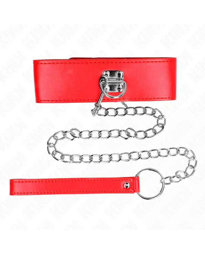 KINK - COLLIER AVEC CEINTURE 65 CM AVEC LARGE BRACELET ROUGE AJUSTABLE 33,5-41 CM X 5 CM