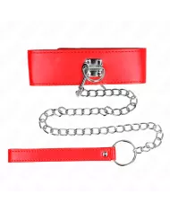 KINK - COLLIER AVEC CEINTURE 65 CM AVEC LARGE BRACELET ROUGE AJUSTABLE 33,5-41 CM X 5 CM