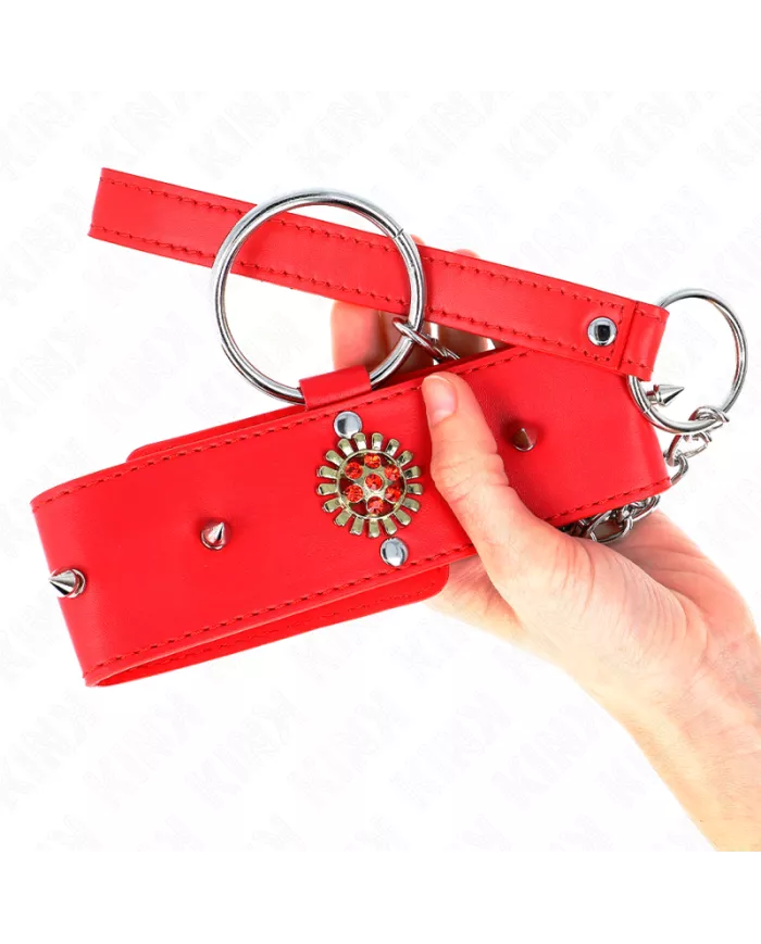 KINK - COLLIER DIAMANTS ROUGES AVEC CEINTURE 65 CM AJDUSTABLE 35-51 CM X 7 CM
