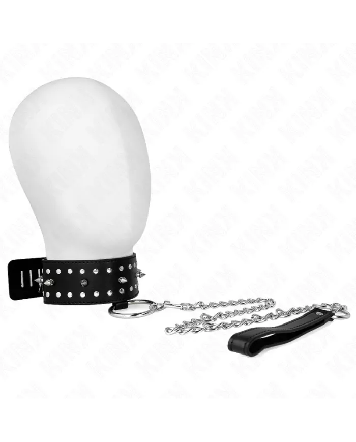 KINK - COLLIER AVEC LAISSE 65 CM AVEC CLOUS ARGENTÉS MODÈLE 1 AJUSTABLE 36-43 CM X 5 CM