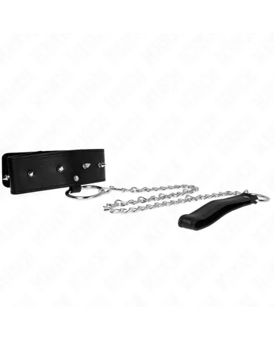 KINK - COLLIER 65 CM AVEC LAISSE AVEC CLOUS ARGENTÉS MODÈLE 2 RÉGLABLE 36-43 CM X 5 CM KINK - COLLIER 65 CM AVEC LAISSE AVEC CLOUS ARGENTÉS MODÈLE 2 RÉGLABLE 36-43 CM X 5 CM