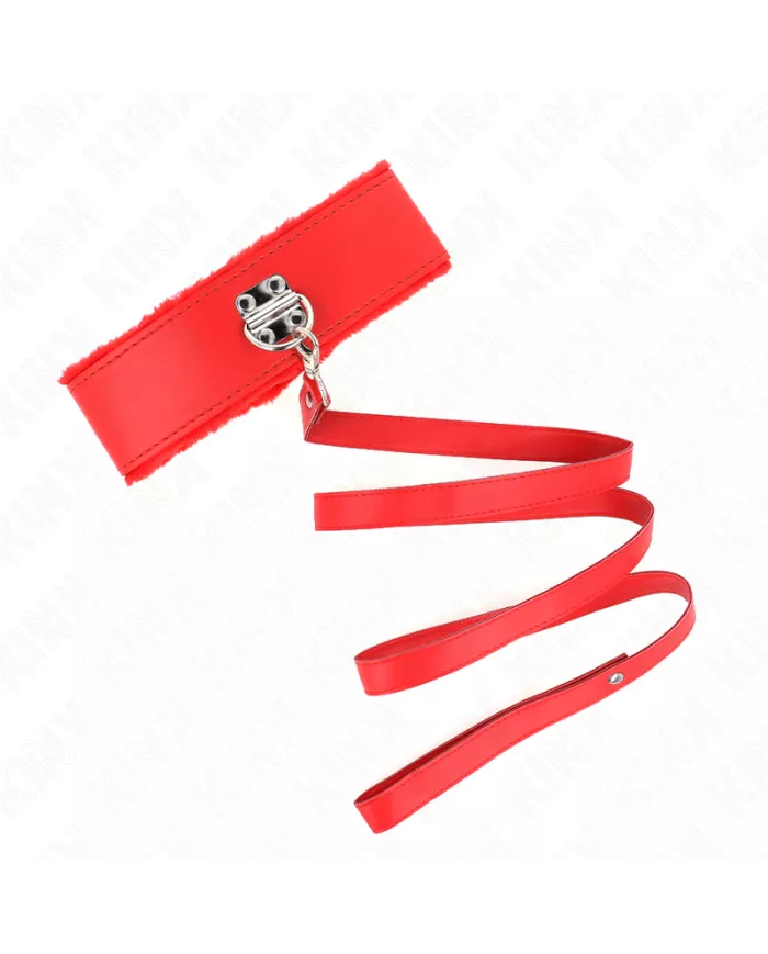 KINK - COLLIER AVEC LAISSE 116 CM AVEC CLOUS ARGENTÉS MODÈLE 4 ROUGE AJUSTABLE 40-48 CM X 6 CM