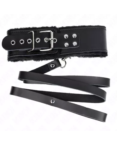 KINK - COLLIER AVEC CEINTURE 116 CM AVEC BRACELET EN CUIR NOIR AJUSTABLE 40-48 CM X 6 CM KINK - COLLIER AVEC CEINTURE 116 CM AVEC BRACELET EN CUIR NOIR AJUSTABLE 40-48 CM X 6 CM