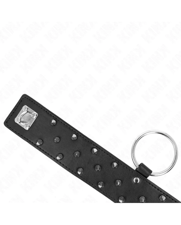 KINK - COLLIER AVEC LAISSE 65 CM AVEC CLOUS ARGENTÉS MODÈLE 5 RÉGLABLE 36-43 CM X 5 CM