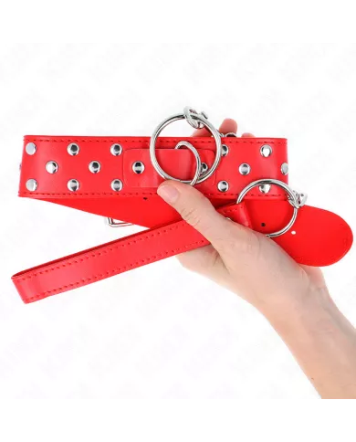 KINK - COLLIER RIVET ANNEAU AVEC CEINTURE 65 CM ROUGE AJUSTABLE 36-50 CM X 3,8 CM KINK - COLLIER RIVET ANNEAU AVEC CEINTURE 65 CM ROUGE AJUSTABLE 36-50 CM X 3,8 CM