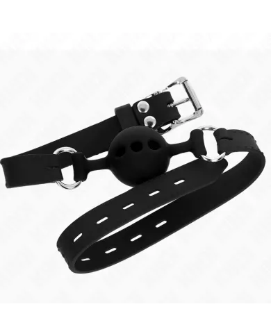 KINK - BÂILLON ENTIÈREMENT SILICONE 55 x 2 CM AVEC BOULE DE 4 CM TAILLE S NOIR AJUSTABLE 35-51 CM KINK - BÂILLON ENTIÈREMENT SILICONE 55 x 2 CM AVEC BOULE DE 4 CM TAILLE S NOIR AJUSTABLE 35-51 CM