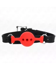 KINK - BÂILLON ENTIÈREMENT SILICONE 55 x 2 CM AVEC BOULE DE 4 CM TAILLE S ROUGE AJUSTABLE 35-51 CM