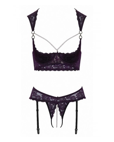 Ensemble lingerie ouverte violet - Cotelli Lingerie