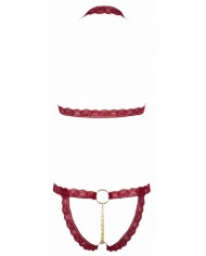 Ensemble string ouvert et seins nus bordeaux - Cottelli Lingerie