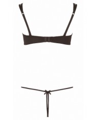Ensemble dentelle string ouvert et seins nus noir - Cottelli Lingerie