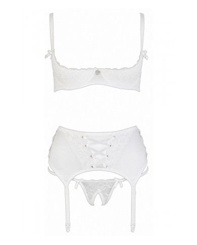 Ensemble lingerie 3 pièces ouvert blanc - Cottelli Lingerie