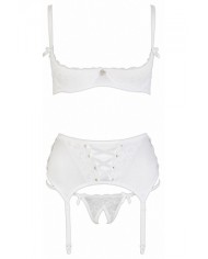 Ensemble lingerie 3 pièces ouvert blanc - Cottelli Lingerie