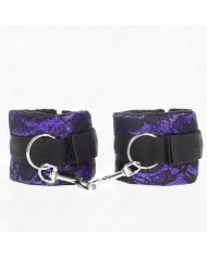 KINK - ATTENTES-POIGNETS COURTES EN DENTELLE DE VELOURS ET RELIURE EN NYLON VIOLET / NOIR 23 X 6,5 CM KINK - ATTENTES-POIGNETS COURTES EN DENTELLE DE VELOURS ET RELIURE EN NYLON VIOLET / NOIR 23 X 6,5 CM