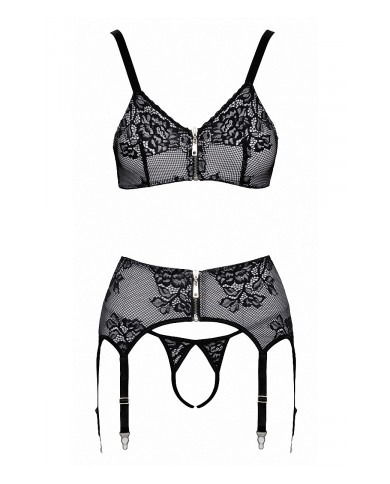 Ensemble coquin ouvert 3 pièces gris - Cottelli Lingerie