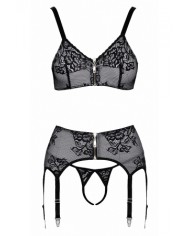 Ensemble coquin ouvert 3 pièces gris - Cottelli Lingerie