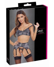 Ensemble coquin ouvert 3 pièces gris - Cottelli Lingerie