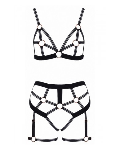 Set lingerie BDSM harnais noir - Cotelli Lingerie