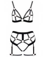Set lingerie BDSM harnais noir - Cotelli Lingerie