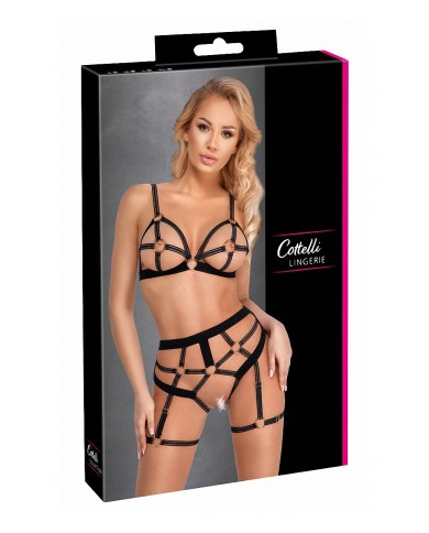 Set lingerie BDSM harnais noir - Cotelli Lingerie