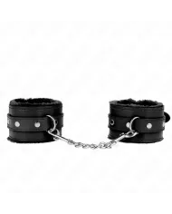 KINK - APPUI-POIGNETS DOUBLÉS DE FOURRURE PREMIUM NOIR AVEC CEINTURE NOIRE RÉGLABLE 17-29 CM X 6 CM KINK - APPUI-POIGNETS DOUBLÉS DE FOURRURE PREMIUM NOIR AVEC CEINTURE NOIRE RÉGLABLE 17-29 CM X 6 CM