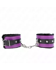 KINK - APPUI-POIGNETS DOUBLÉS DE FOURRURE PREMIUM NOIR AVEC CEINTURE VIOLET / NOIRE RÉGLABLE 17-29 CM X 6 CM KINK - APPUI-POIGNETS DOUBLÉS DE FOURRURE PREMIUM NOIR AVEC CEINTURE VIOLET / NOIRE RÉGLABLE 17-29 CM X 6 CM
