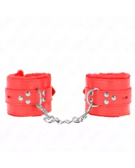 KINK - APPUI-POIGNETS DOUBLÉS DE FOURRURE AVEC TROUS CARRÉS ROUGE ET CEINTURE ROUGE RÉGLABLE 17-29 CM X 6 CM KINK - APPUI-POIGNETS DOUBLÉS DE FOURRURE AVEC TROUS CARRÉS ROUGE ET CEINTURE ROUGE RÉGLABLE 17-29 CM X 6 CM