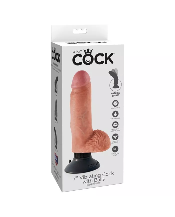 KING COCK - GODE VIBRATEUR AVEC TESTICULES 17.78 CM NATUREL KING COCK - GODE VIBRATEUR AVEC TESTICULES 17.78 CM NATUREL