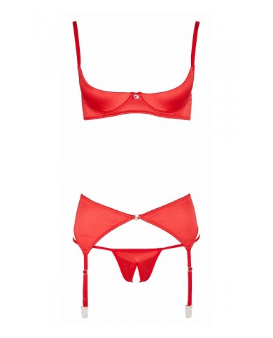 Ensemble lingerie 3 pièces ouvert rouge - Cottelli Lingerie