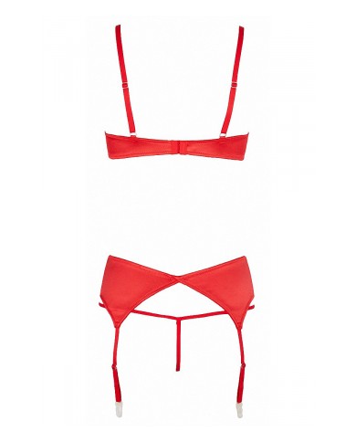 Ensemble lingerie 3 pièces ouvert rouge - Cottelli Lingerie