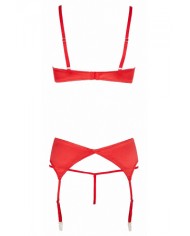 Ensemble lingerie 3 pièces ouvert rouge - Cottelli Lingerie
