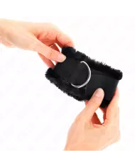 KINK - APPUI-POIGNETS DOUBLÉS DE FOURRURE NOIR AJUSTABLE 17-31 CM X 7 CM