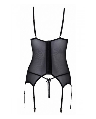 Guêpière seins nus et string ouvert résille et perles - Cottelli Lingerie