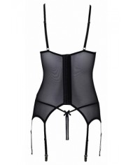 Guêpière seins nus et string ouvert résille et perles - Cottelli Lingerie