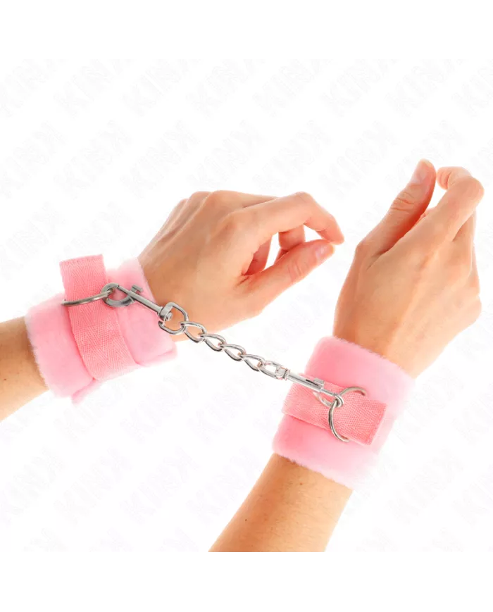 KINK - MANCHETTES DÉBUTANT EN FOURRURE ROSE 30 X 7 CM