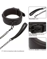 CALEXOTICS - NOCTURNAL COLLIER ET LAISSE EN CUIR RÉGLABLE NOIR CALEXOTICS - NOCTURNAL COLLIER ET LAISSE EN CUIR RÉGLABLE NOIR