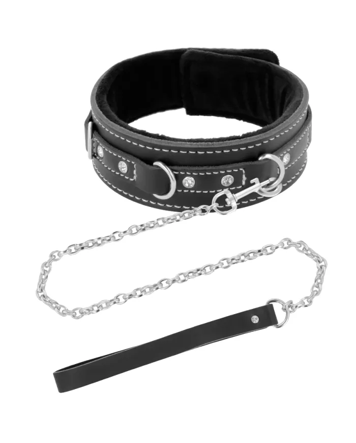 DARKNESS - COLLIER EN CUIR DE HAUTE QUALITÉ AVEC LAISSE DARKNESS - COLLIER EN CUIR DE HAUTE QUALITÉ AVEC LAISSE