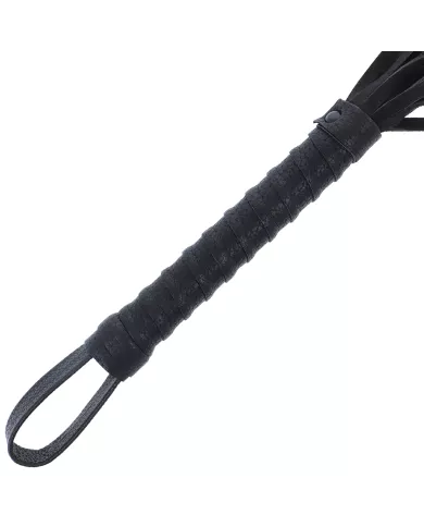 DARKNESS - FOUET DE BONDAGE NOIR AVEC MANCHE EN CUIR