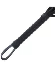DARKNESS - FOUET DE BONDAGE NOIR AVEC MANCHE EN CUIR