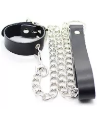 OHMAMA FETISH - COLLIER PÉNIS ET BRACELET EN CUIR AVEC CHAÎNE MÉTALLIQUE OHMAMA FETISH - COLLIER PÉNIS ET BRACELET EN CUIR AVEC CHAÎNE MÉTALLIQUE