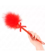 KINK - Baguette en corde de nylon avec plumes chatouillantes et noeud rouge 25 cm